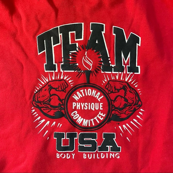 Vintage National Physique Committee Team USA Bodybuilding Sweatshirt Red XXL - Picture 3 of 8